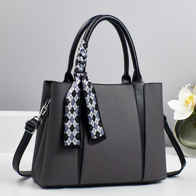Large-capacity Textured Color-block Tote Bag