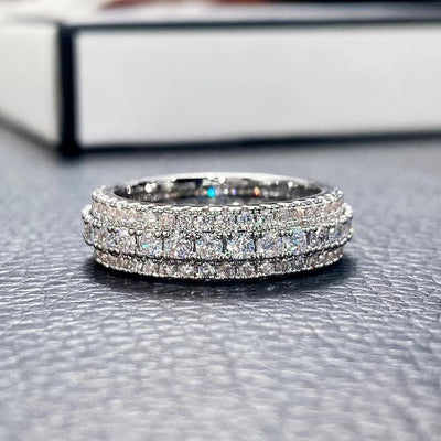 Sanjie Cross-border New Simple Ring Three Row Diamond Jewelry Fashion Bride Princess Ring Women's Jewelry