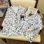 Long Sleeve Sleepwear Set for Women, Sweet Cartoon Matching Pajamas