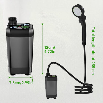 Douche portable pour camping & randonnée - rechargeable 6000mAh, affichage numérique plein écran