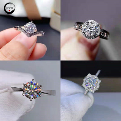 Trendy Kuaishou Influencer Live-Streamed Eight-Heart-Eight-Arrow Zirconia Imitation Moissanite Ring For Women And Men, Six-Claw Wedding Ring