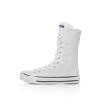 Canvas Shoes with Front Lace-Up and Side Zipper, Women's Sneakers