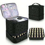 Portable 30-Compartment Nail Organizer Case with Polish & Oil Bags, All-in-One Manicure Tools & Cosmetic Storage Kit