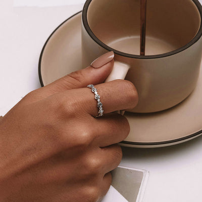 Three-dimensional Rose Stackable Ring Female Gift S925 Silver Ring