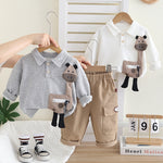 Kids Boys Giraffe Applique Hoodie Two Piece Set Spring Autumn Casual Clothes 0-4 Years Old