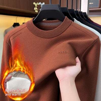 Mens Anti-Pilling Fleece-Lined Thick Long-Sleeve Sweater