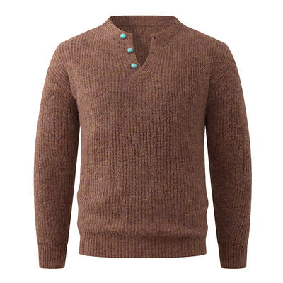 Men's Solid-Color V-Neck Pullover Sweater