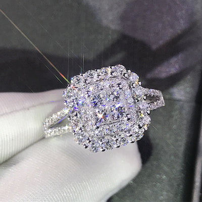 Sanjie New Classic Women's Micro Inlaid Zircon Wedding Ring Wish Popular Jewelry