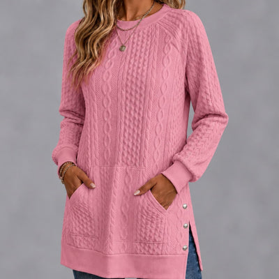 Top liso para mulher com bainha com racha