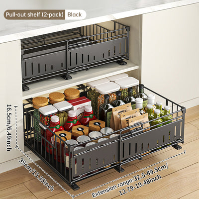 Organizador de gaveta de cozinha telescópico, prateleira deslizante ajustável (33-49cm)
