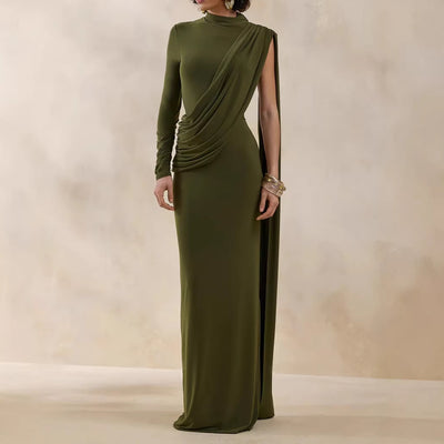 Summer Elegant Womens Asymmetrical Solid-color Sheath Dress