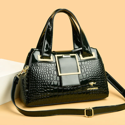 Versatile Soft Leather Crocodile-pattern Crossbody Tote Bag For Women