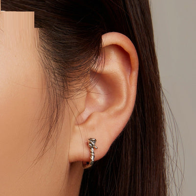 S925 Rose Ear Clip Flower Winding Vine Simple Plant Ear Studs