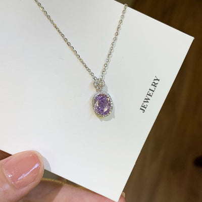 Purple Charm Sparkling Purple Pigeon Egg Necklace 2026 New Model Light Luxury Exquisite Niche Design Clavicle Chain Customization