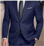 Formal Men's Suit Two-Piece Set with Double Buttons, Slim Fit, Solid Color, Wedding Tuxedo Jacket