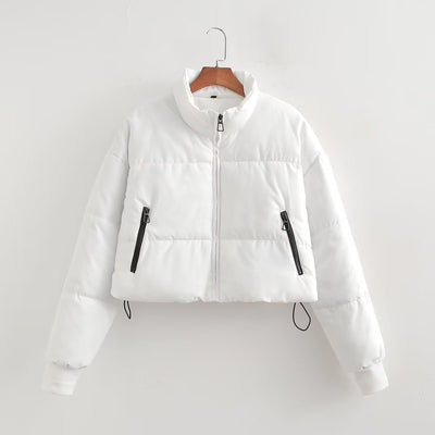 Plus-size Fashionable Color-block Womens Short Cotton-padded Coat