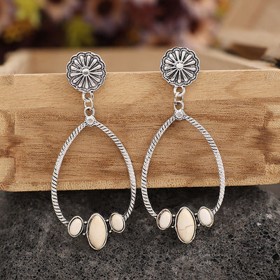 Big Circle Drop-shaped Turquoise Earrings
