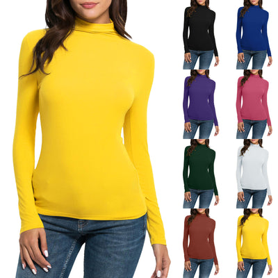 Fitted Mock-Neck T-Shirt, Long Sleeves