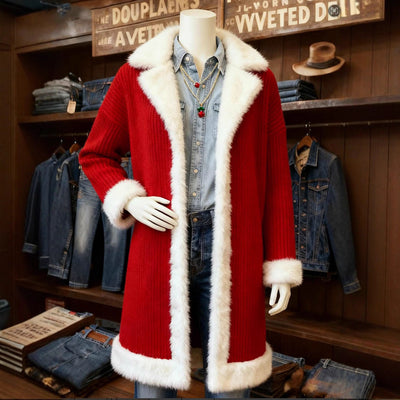 Casaco de Natal patchwork color block casual para mulher
