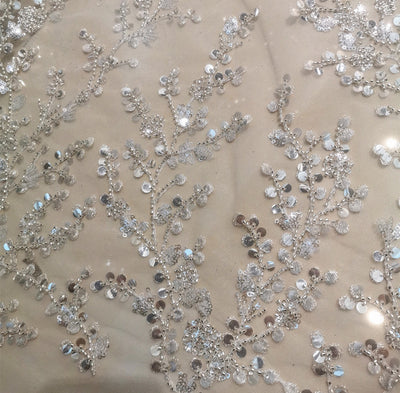 Crystal Sequin Embroidered Transparent Clothing Fabric