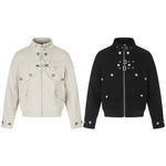 Techwear Double-Breasted Metal Zipper Stand Collar Crop Slim Fit Jacket