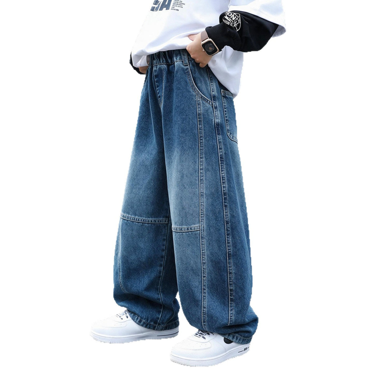 Casual Boys Straight Leg Loose Denim Wide Leg Pants Spring Autumn
