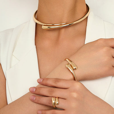 Collier, bracelet et bague femme géométriques circulaires polis