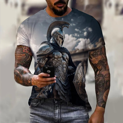Summer New Men's Knight Printed Casual Sports 3DT T-shirt Street Cool
