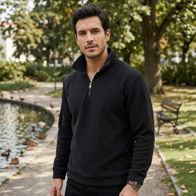 Sweat-shirt homme col roulé demi-zip à enfiler, automne-hiver
