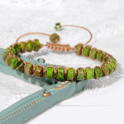 Natural Turquoise Hollow Bead Fashion Single Circle Hand-woven Bracelet