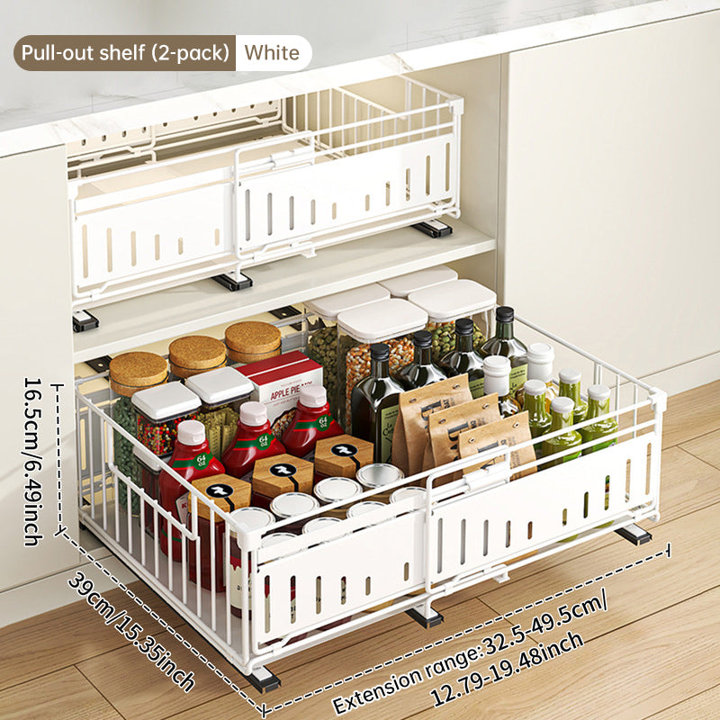 Organisateur de tiroir de cuisine télescopique, rangement coulissant réglable (33-49cm)