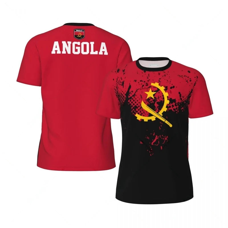 Maillot du drapeau Angola, manches courtes, séchage rapide