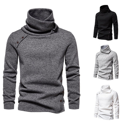 Men's Cascading Collar Sweater Coat Jacquard Pullover Sports Sweater