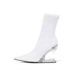 White Leather Silver Heel