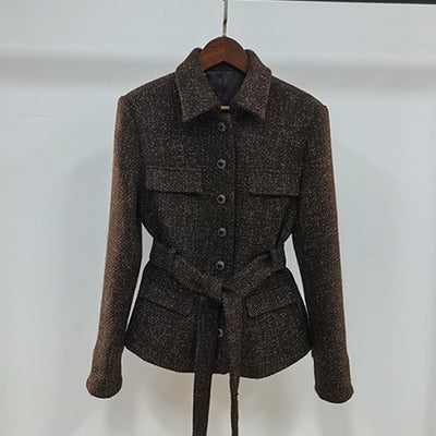 French Style Vintage Lace Up Short Coat