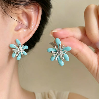 French Macaron-colored Floral Earrings With Enamel Texture, Zirconia Earrings That Enhance Complexion, Versatile And Simple Elegant Earrings