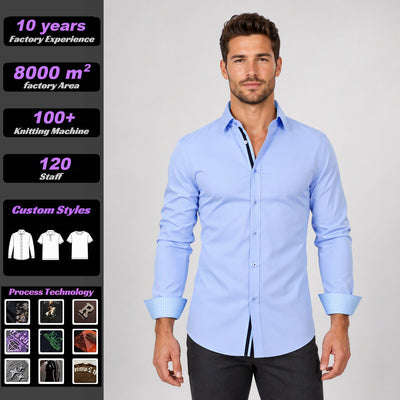Paul Salomon Shirt, 4-way Stretch Long Sleeve Collared Men's Shirt, Cross-border European Size Casual Versatile Men's Shirt