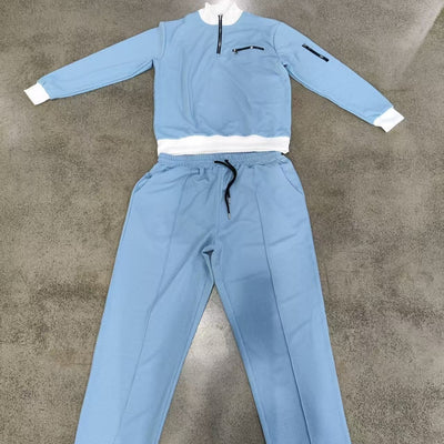 Conjunto de sweatshirt com fecho e gola alta com blocos de cor e calças de fato de treino para homem