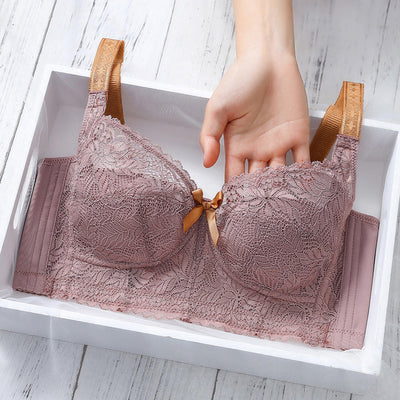 Plus Size Thin Adjustable Bra Sexy Lace Vest-style Chest Reduction Bra Without Steel Ring