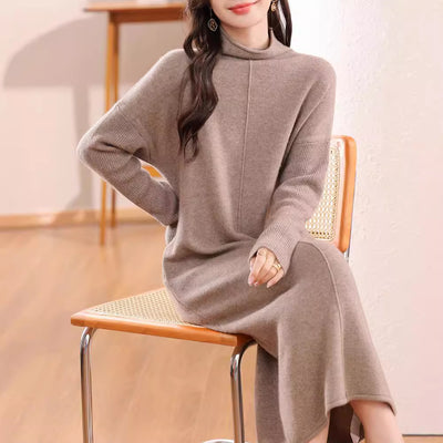 Loose Casual Versatile Silk-blend Sweater Dress