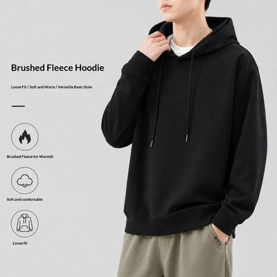 Camisola com capuz de homem de manga comprida, casaco casual, top folgado