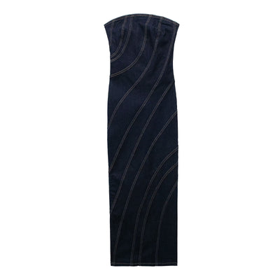 Women's French Style Strapless Denim Dress
