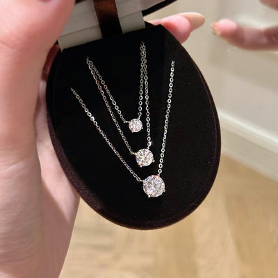 Zhao Lusi's Same Style Nose Diamond Necklace With A Teardrop Pendant, Classic Four-Prong Mini Single Diamond Zircon Pendant Clavicle Chain