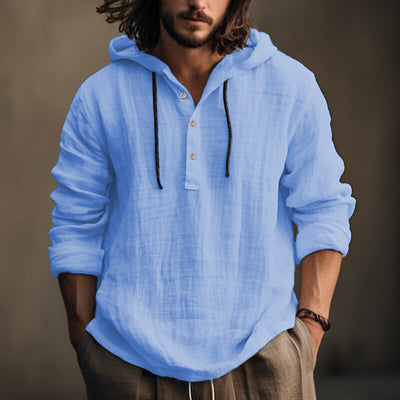 Cotton-linen Shirt Hoodie Long-sleeve Hooded
