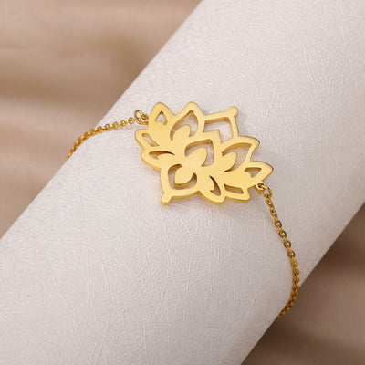 Stainless Steel Lotus Hollow Anklet For Women