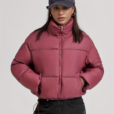 Quilted Puffer Jacket, Stand Collar, Cropped